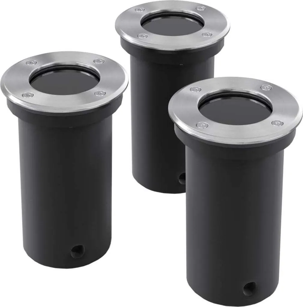Luci da Incasso Rotonde da Terra Set 3 Lampade Giardino Design Moderno
