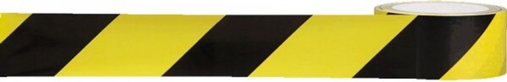 Warnband gelb/schwarz schraffiert, Polypropylen, 50mmx66m, 6 Rollen/VE