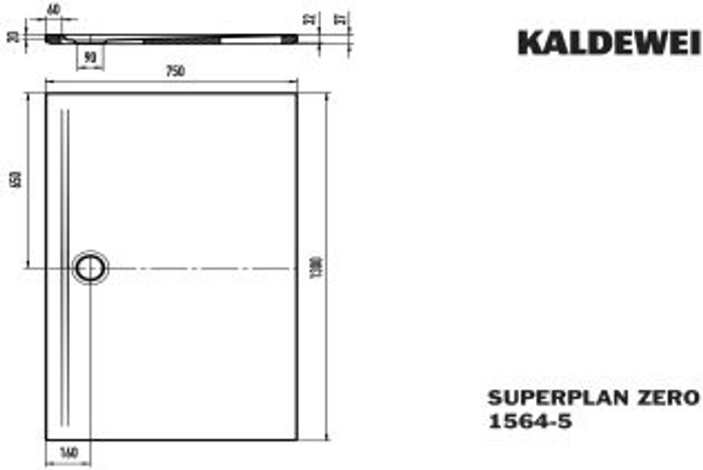 Kaldewei 356447980672 DW SUPERPLAN ZERO Mod.1564-5, 750 x