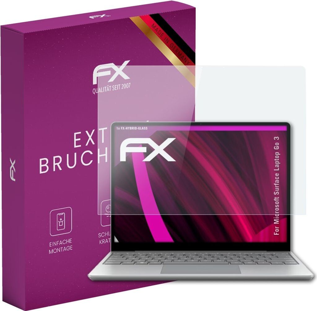 atFoliX FX-Hybrid-Glass Displayfolie kompatibel mit Microsoft Surface Laptop Go 3 Glasfolie