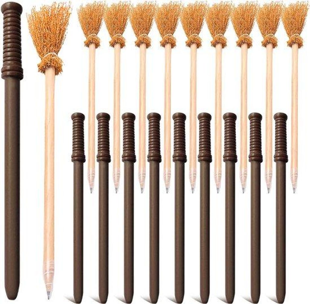 Natürliche Holzstifte für magische Feierlichkeiten - 20 Stück (10 Hexenbesenstifte + 10 Zauberstabstifte)