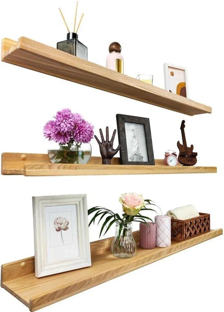 Planches murales en bois aspect rustique 90 cm, étagères de cuisine