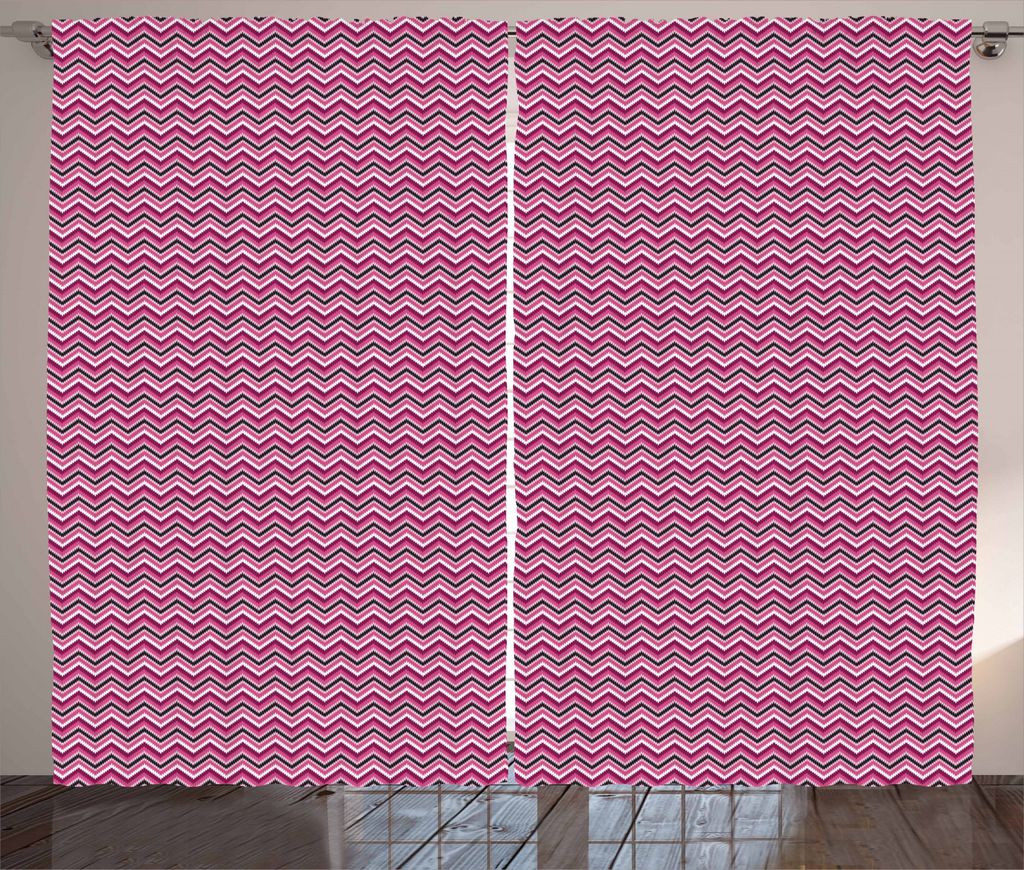 ABAKUHAUS Winkel Rustikaler Vorhang, Zig Zag Ikat Stil, Wohnzimmer Universalband Gardinen mit Schlaufen und Haken, 280 x 245 cm, Mehrfarbig