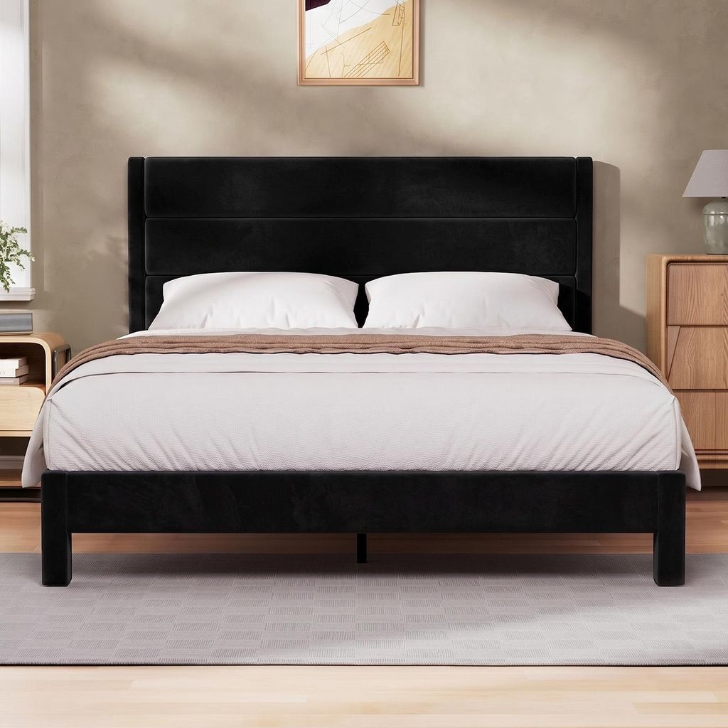 Doppelbettgestell 140x200 cm Polsterbett mit dreiteiligem Produktbild 