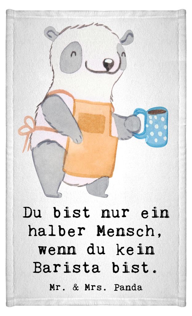 Mr. & Mrs. Panda Handtuch Barista Herz - Weiß - Geschenk, Gästehandtuch 30x50, Ausbildung, Kaffee, Klein, Design, baumwolle, Gäste-WC