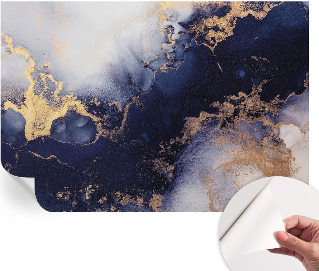 Selbstklebende Wandtapete - Dekorative Tapete für Wohnzimmer - Klebefolie für Wandbilder - Tapetenfolie für Wanddekoration - 152x104 cm - Marine...