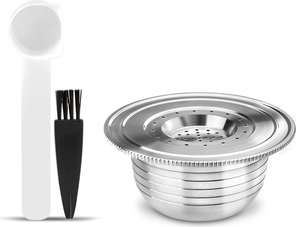 Edelstahl-Kaffeekapseln Nachfuellbare Kaffeekapseln mit Loeffelbuerstenersatz fuer Bialetti-Maschinen