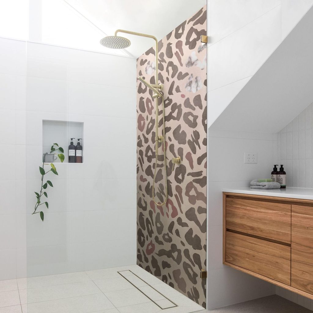 Duschrückwand Muster selbstklebend - 0.61 mm Wandpaneel wasserfest Design rosa Badrückwand fugenlos Premium matt 110x190 cm