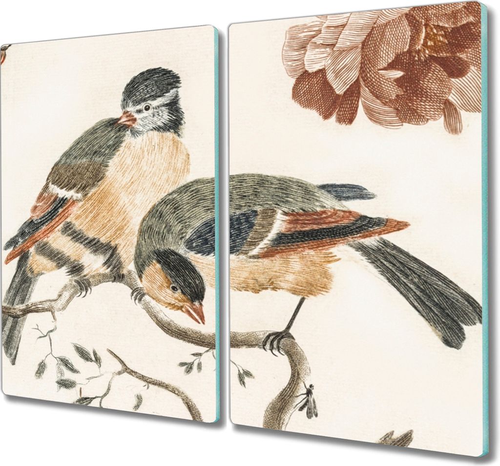 Coloray Hackbrett Küchenbrett Kochplattenabdeckung Schneidebrett Herdabdeckplatte 2x30x52 cm - Tiere Vögel Blumen