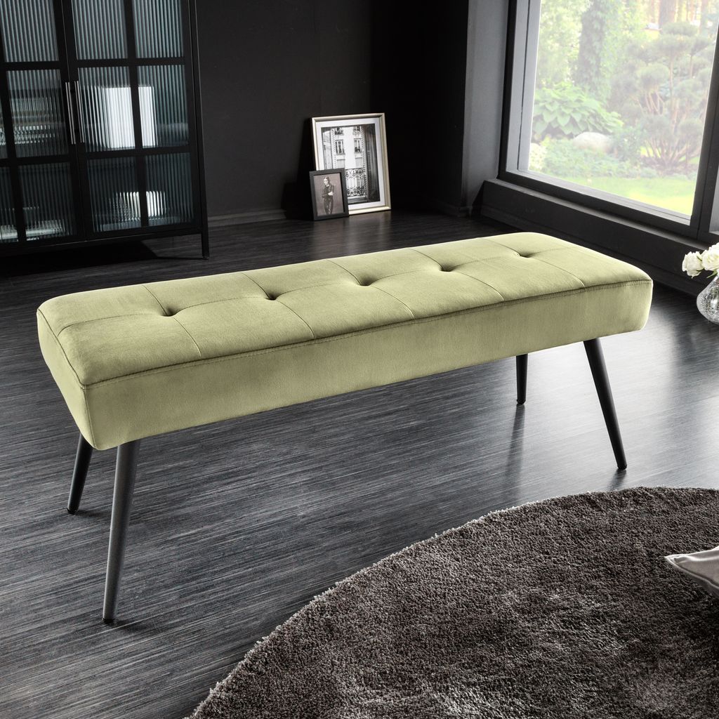 Design Sitzbank BOUTIQUE 100cm grün Samt schwarze Produktbild 