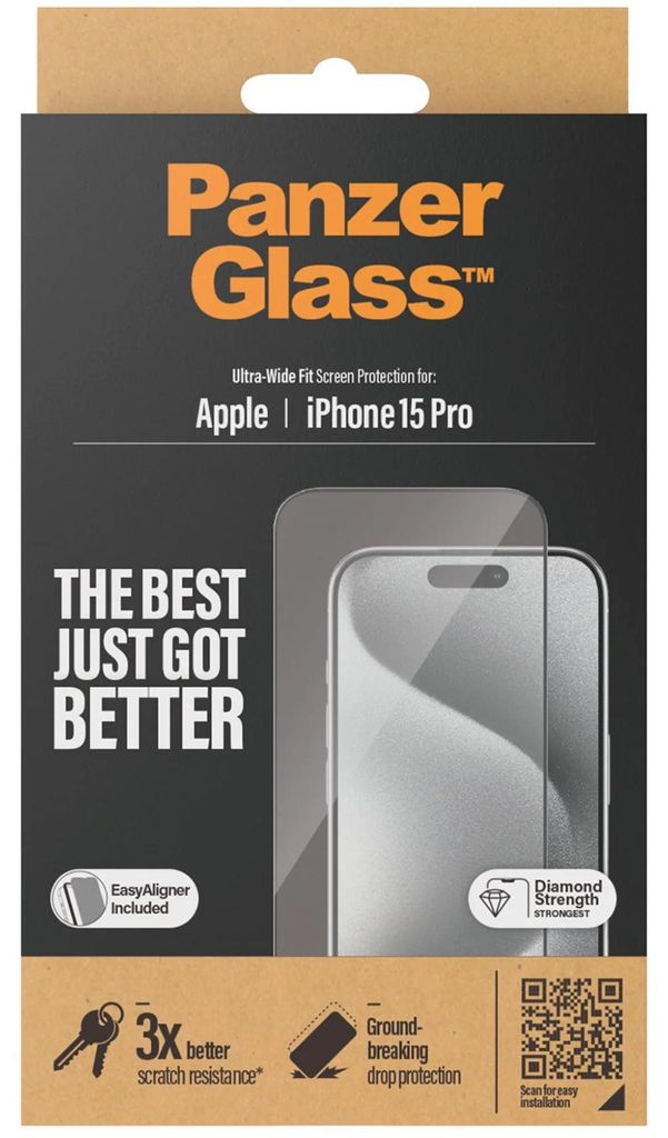 PanzerGlass Ultra-Wide Fit Screenprotector voor iPhone 15 Productafbeelding 