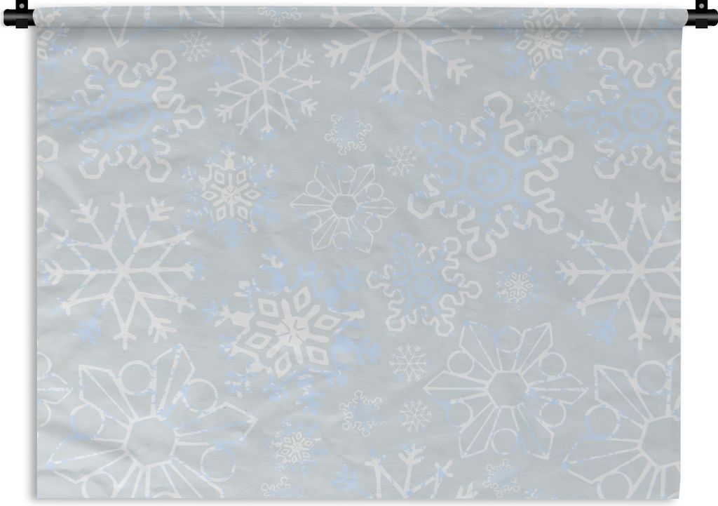 MuchoWow Wandteppich Wandbehang Winter - Schneeflocke - Design 90x67.5 cm Tapisserie Dekoration Wandtuch - Fototeppich - Wand-Skulpturen