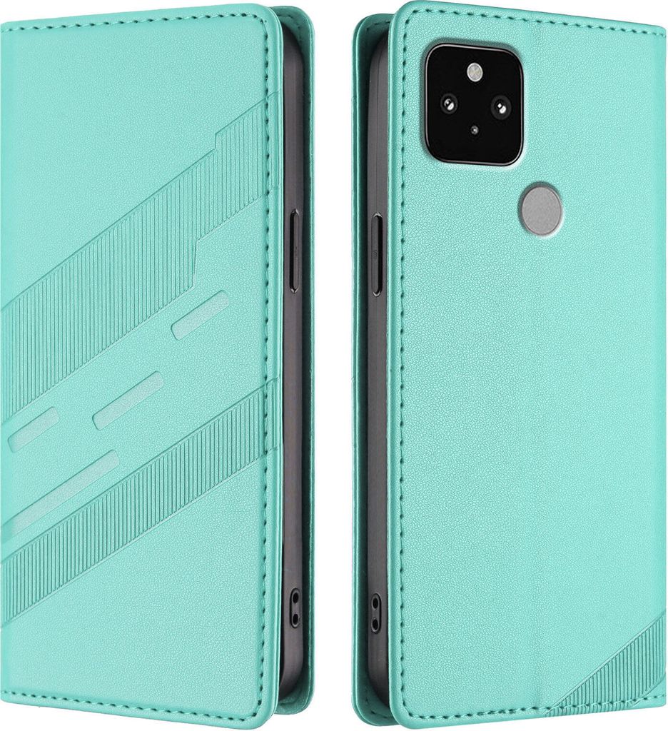 Hülle für Google Pixel 5, Kunstleder Brieftaschen Handyhülle mit Kartenfach und Standfunktion Türkis