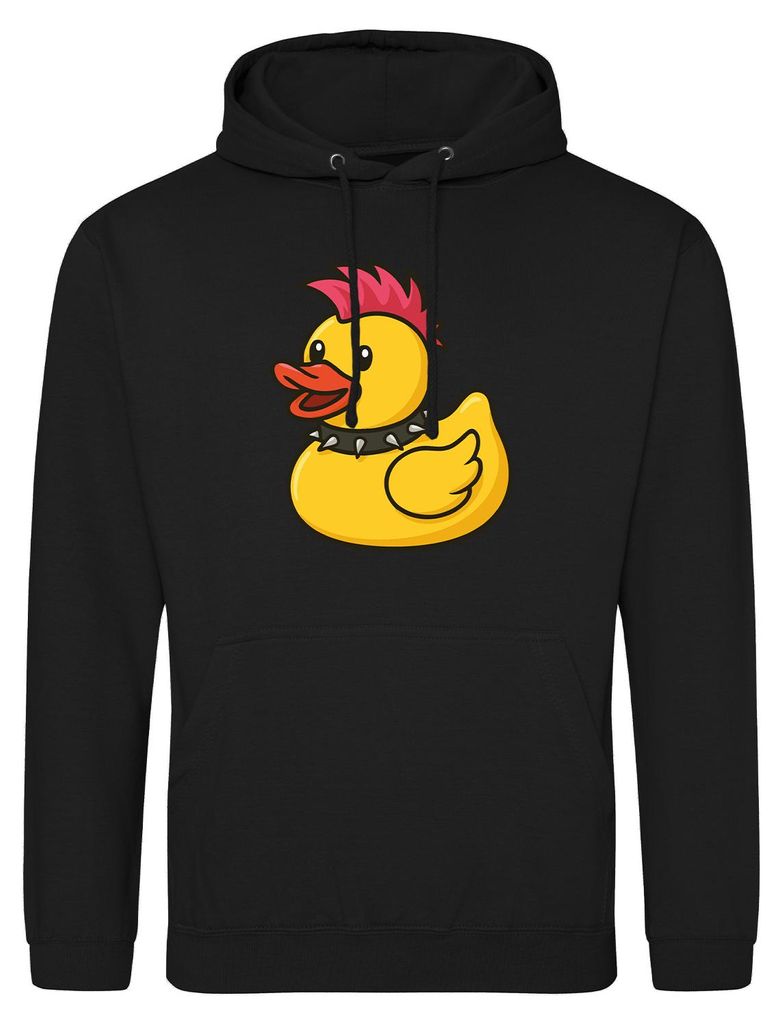 Huuraa Uni Hoodie Quietscheente Punk Gummiente Punker XL Deep Black Vegan Sweatshirt Geschenkidee