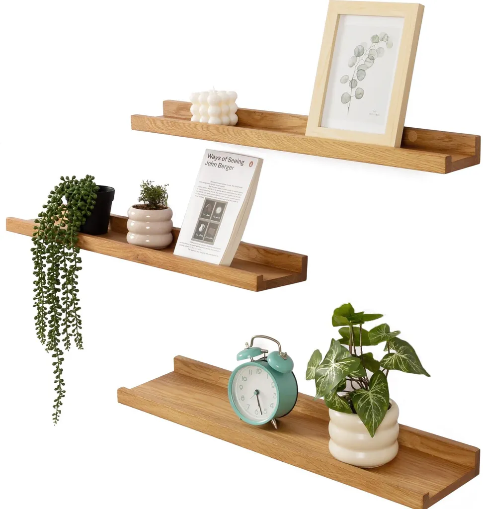 Étagère Murale Bois Massif Lot de 3 - Solution Rangement Robuste 90cm