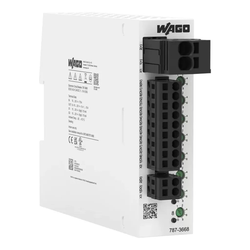Disjoncteur Électronique WAGO 787-3668 pour Armoire Électrique 24V DC