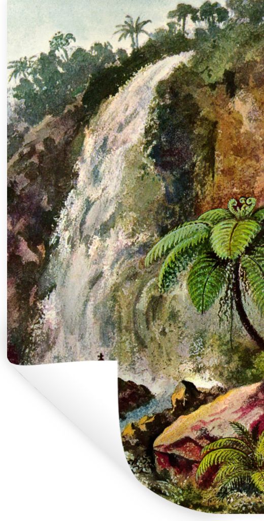 MuchoWow Wandtattoo Wandsticker Wandaufkleber Wasserfall - Kunst - Alte Meister 80x160 cm Selbstklebend und Repositionierbar - Sticker - Dekorfolie