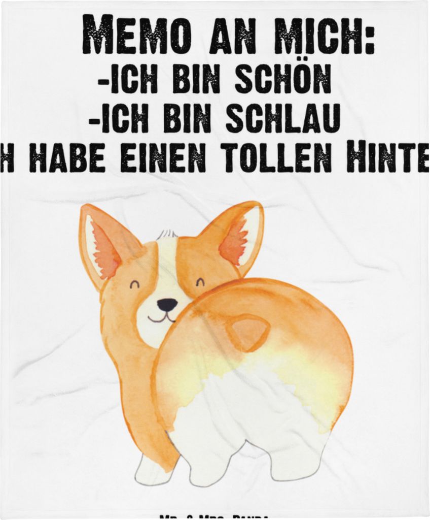 Mr. & Mrs. Panda Babydecke Corgi Po - Weiß - Geschenk, Schlummerdecke, Positiv, Fleecedecke, Hundeliebe, Süß, Plaid, Hund, Sprüche, Spruch, Sch...