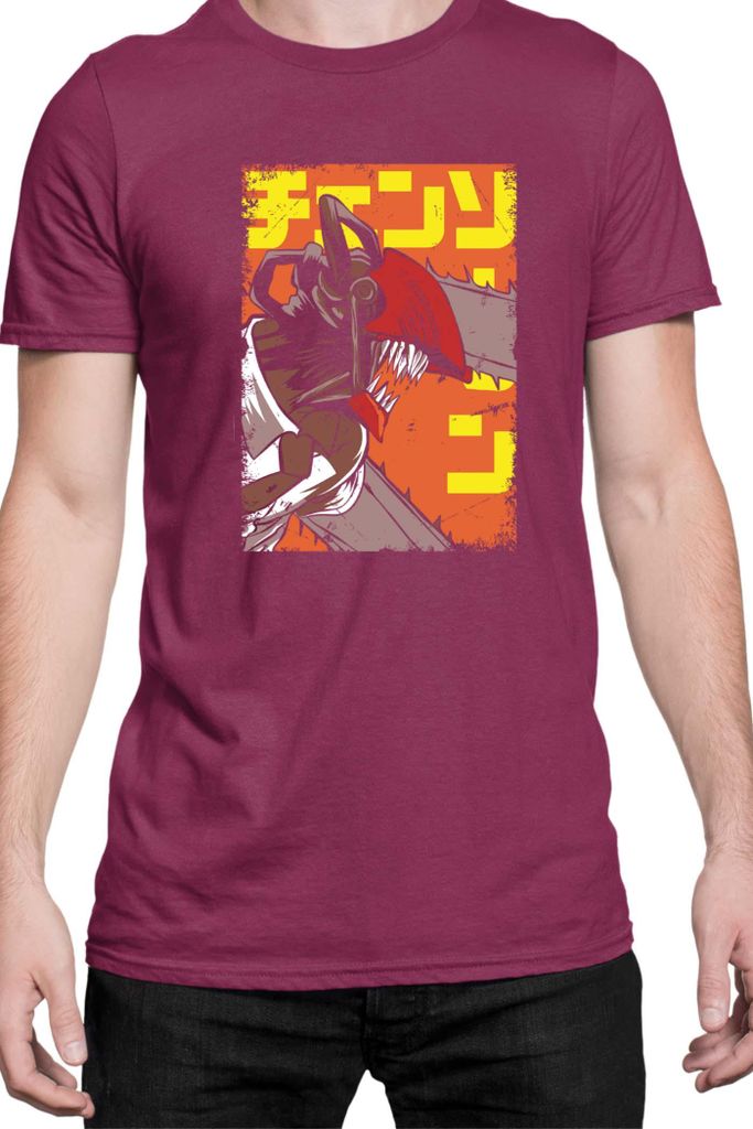 Herren T-Shirt Manga Japan Anime Comics Animation Chainsaw Anime manga Man 11, Man S / Burgundy