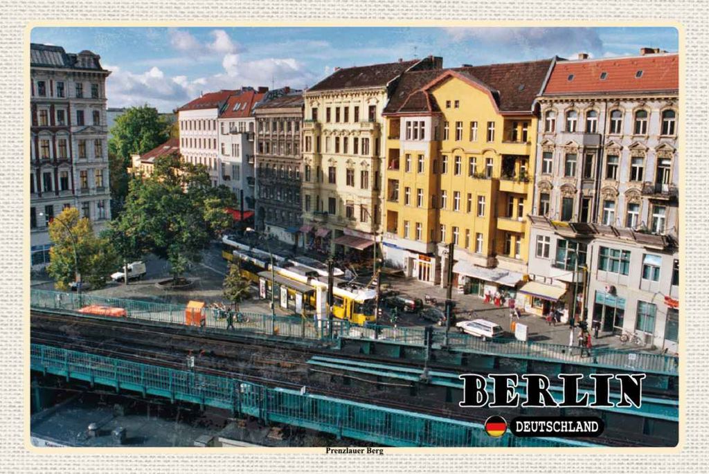 vianmo Holzschild 20x30 cm Berlin Prenzlauer Berg Deutschland Bildmotiv Reisemotiv Abenteuer Reisen