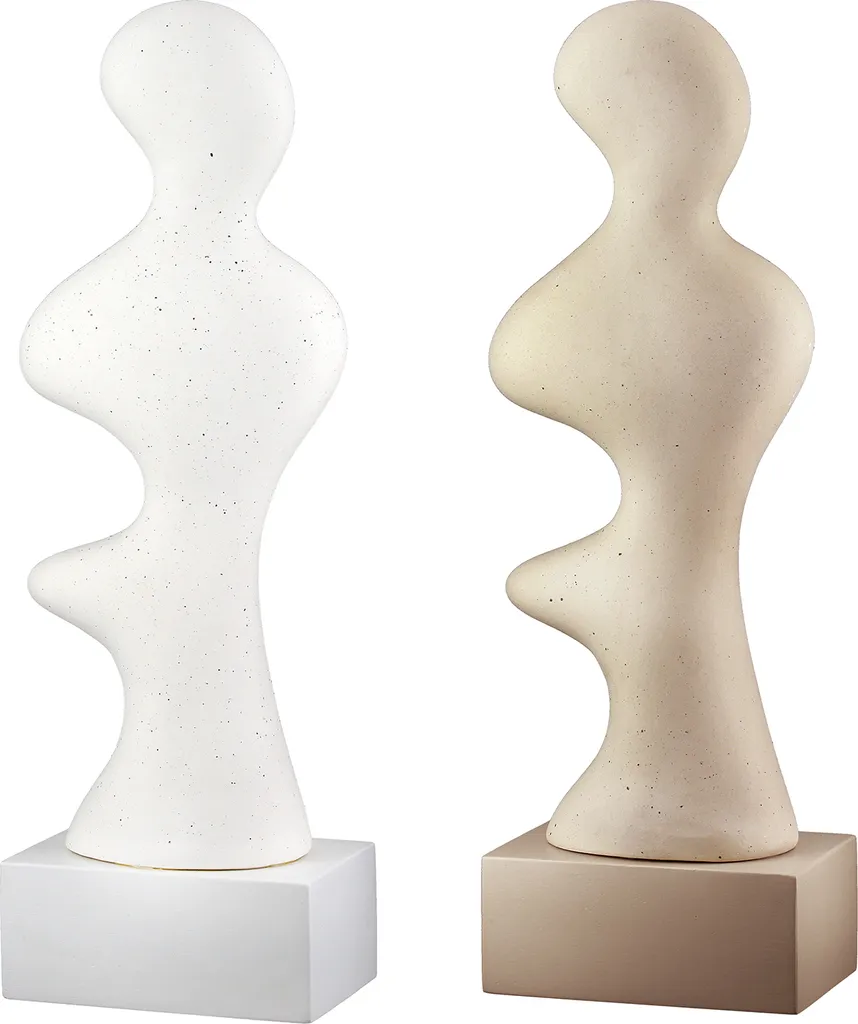 Décoration de table Gilde Prasero en céramique pointillée beige/blanc