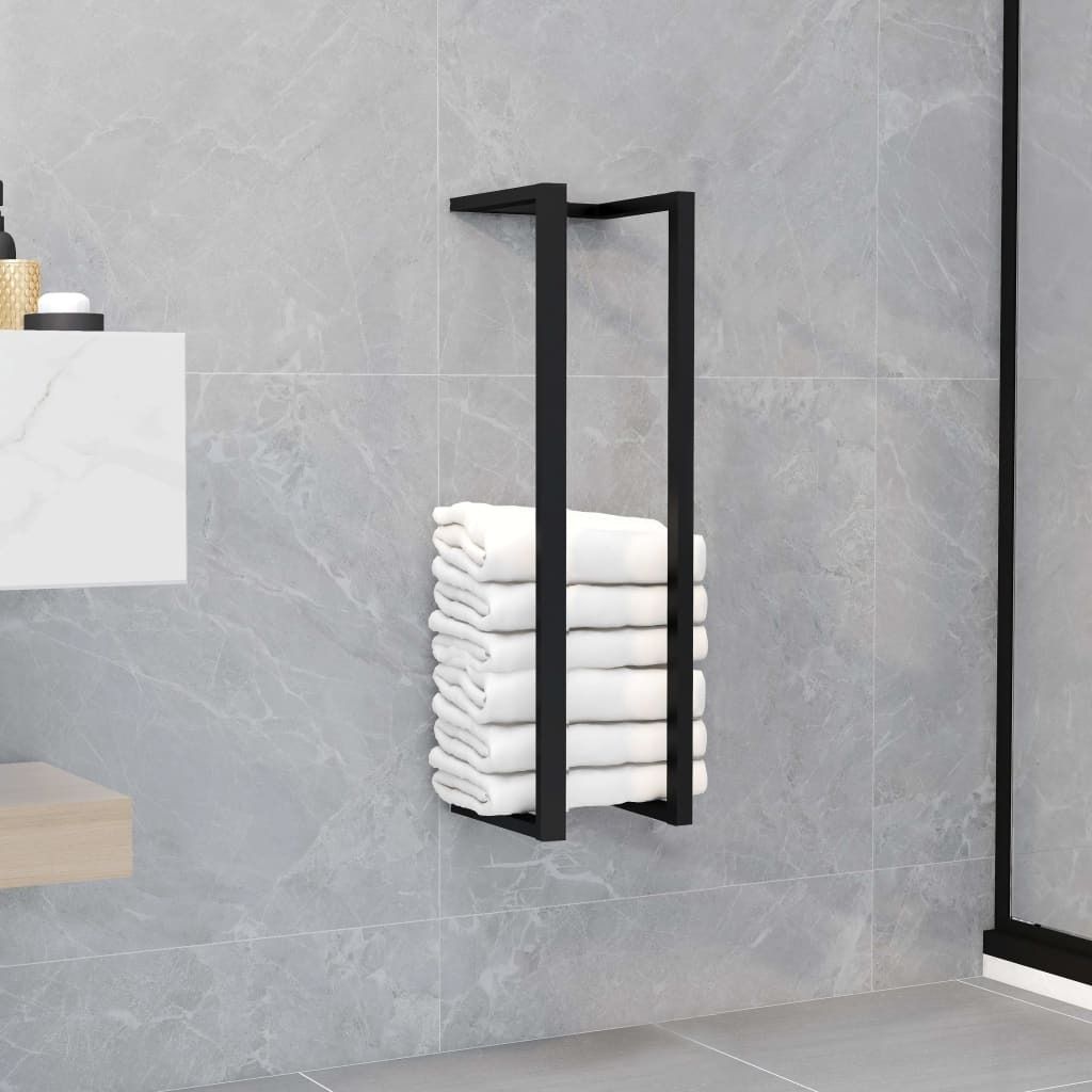 vidaXL Wieszak na ręczniki czarny 12,5x12,5x60 cm żelazko Zdjęcie produktu 