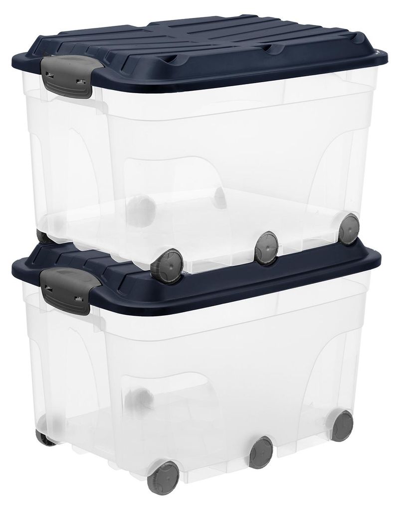 Rotho 2er Set Aufbewahrungsbox mit Rollen 57L Roller 6 - Produktbild 