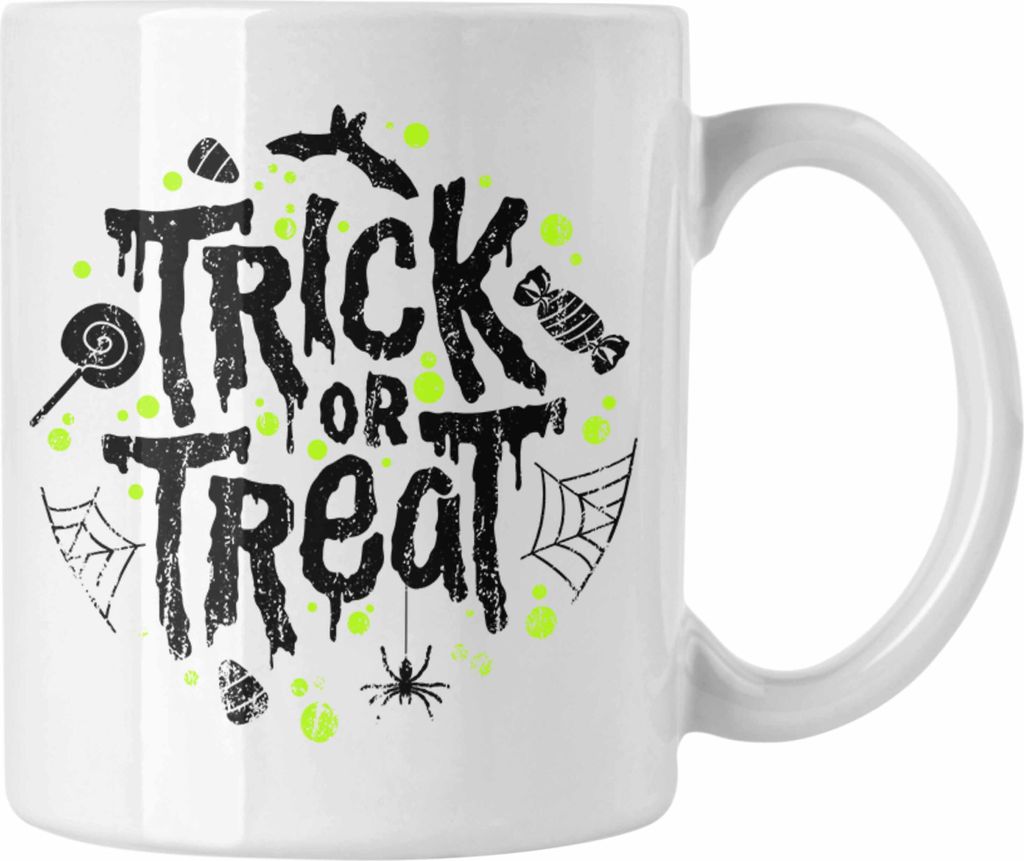 Trendation - Halloween Tasse Kürbis Dekoration Becher Trick Or Treat (Weiß)