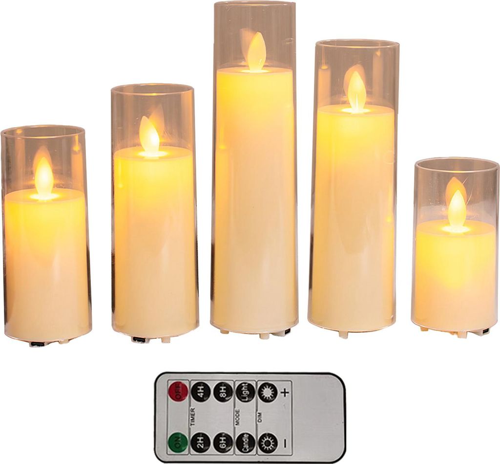Flammenlose LED-Kerzen mit Fernbedienung, batteriebetrieben, flackernde künstliche Stumpenkerzen, elektrisches warmes Licht für Hochzeit, Urlaub,...