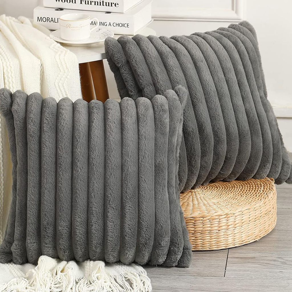 MODFU 2er Set Plüsch Samt Kissenbezüge, Weiche Künstliche Pelz Nachbildungativ Kissenbezug Sofa Zierkissenbezüge Dekokissen Kissenhülle Set f...