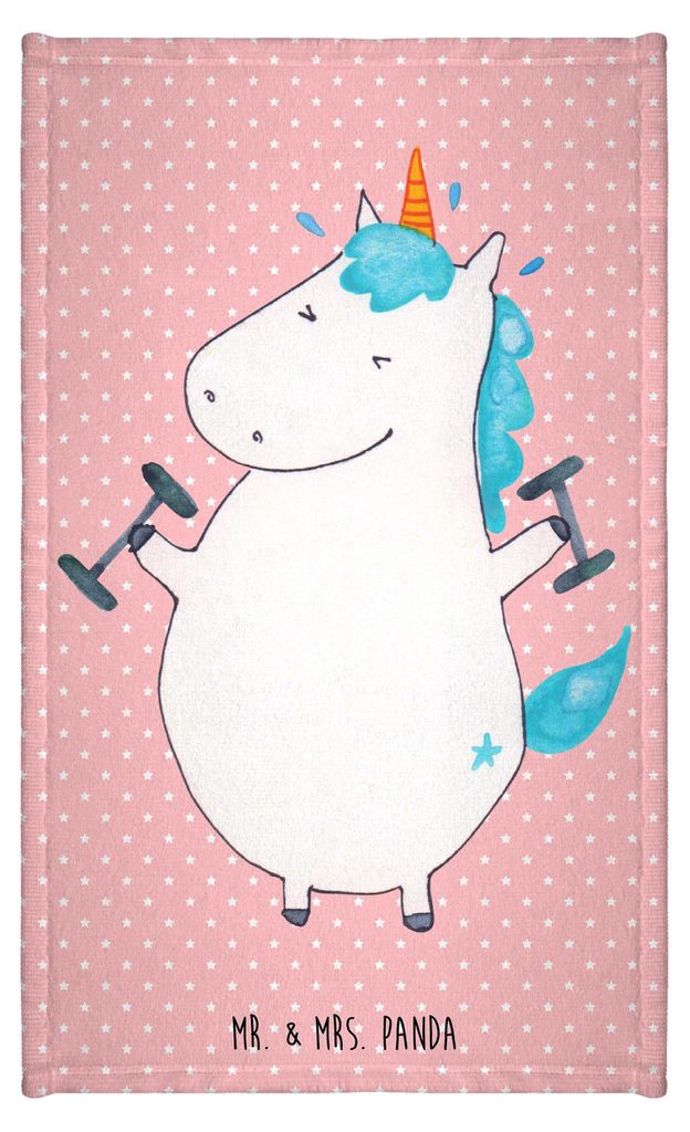 Mr. & Mrs. Panda Handtuch Einhorn Fitness - Rot Pastell - Geschenk, Frotteehandtuch, Frotteetuch, Sport, Einhörner, Diät, Fitnessstudio, Gästeha...