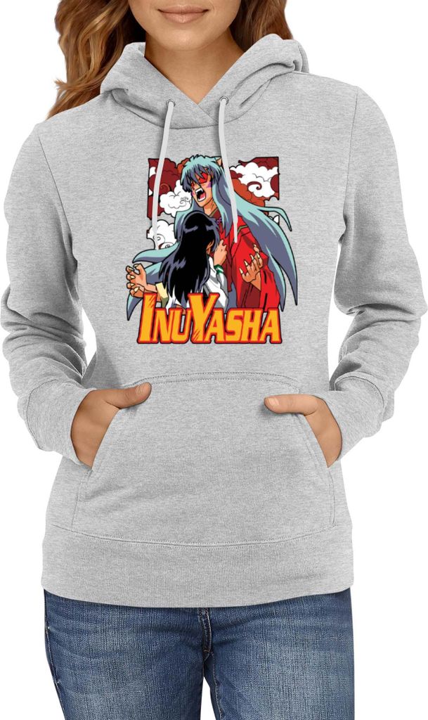 Damen Kapuzenpullover Japan Manga Anime Comics Animation Inuyasha, Lady L / Grau