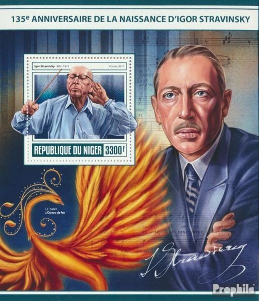 Briefmarken Niger 2017 Mi Block 717 (kompl. Ausg.) postfrisch Igor Strawinsky