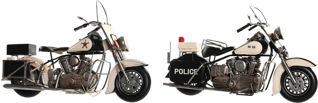 Duo de Motos Vintage Noir et Blanc 35cm - Décoration Intérieure Chic