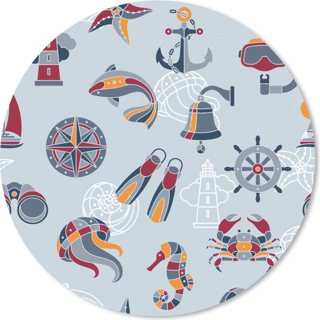 MuchoWow Mauspad Mousepad Meer - Tiere - Muster - Kinder - Marine 20x20 cm - Mousepads - Maus Mat - Pad - Mausunterlage - Schreibtischmatte