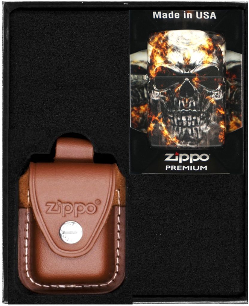 Feuerzeug-Set ZIPPO SMOKEY SKULL DESIGN Geschenk No2