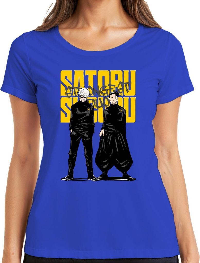 Satoru Gojo Geto Strongest Duo Jujutsu Kaisen Anime Ästhetik Japan Y2K Damen T-Shirt, Blau, L