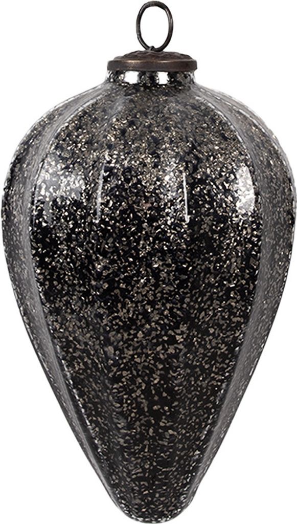 Clayre & Eef Weihnachtskugel Ø 14x19 cm Schwarz Glas