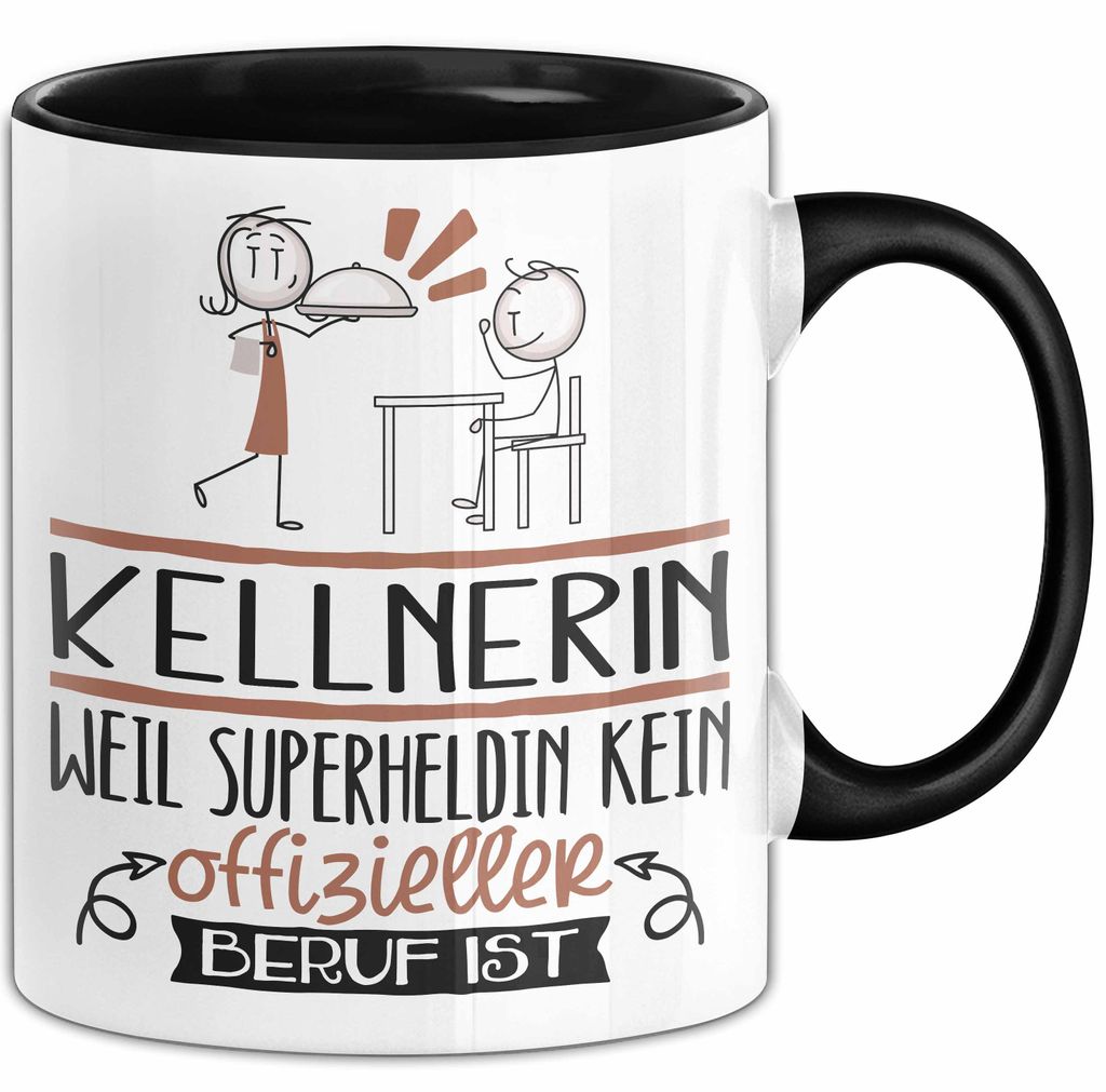 Kellnerin Geschenk Tasse Lustiger Spruch Kellnerin Weil Superheldin Kein Offizieller Beruf Ist Geschenkidee (Schwarz)