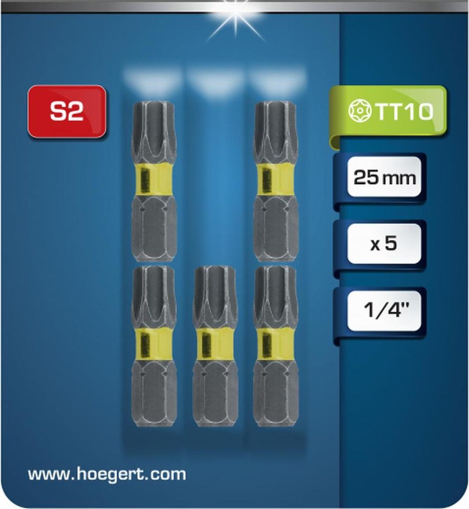 Högert Torx-Schlagschraubendreher-Einsatz TT10, 25 mm, 5 Stk.