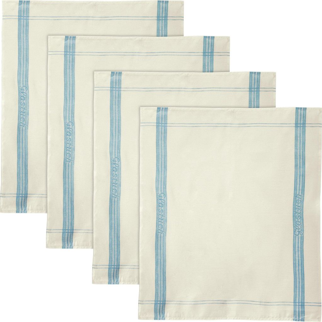Erwin Müller Glastuch 4er-Pack blau-weiß 50x60 cm