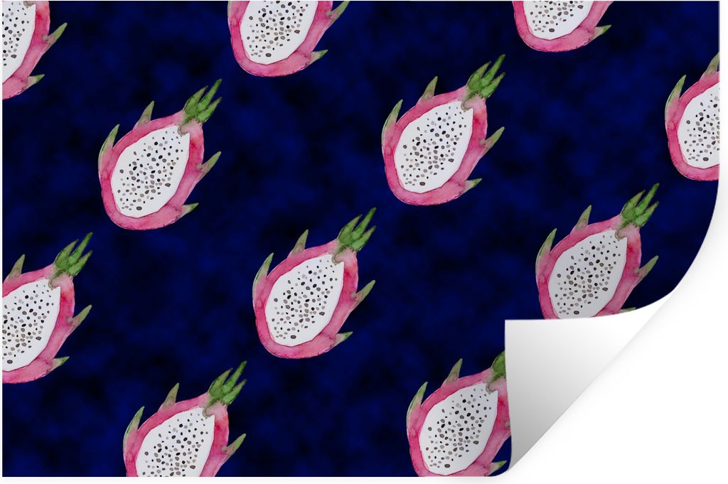 MuchoWow Wandtattoo Wandsticker Wandaufkleber Drachenfrucht - Blau 60x40 cm Selbstklebend und Repositionierbar - Wierderverwendbar - Selbstklebend