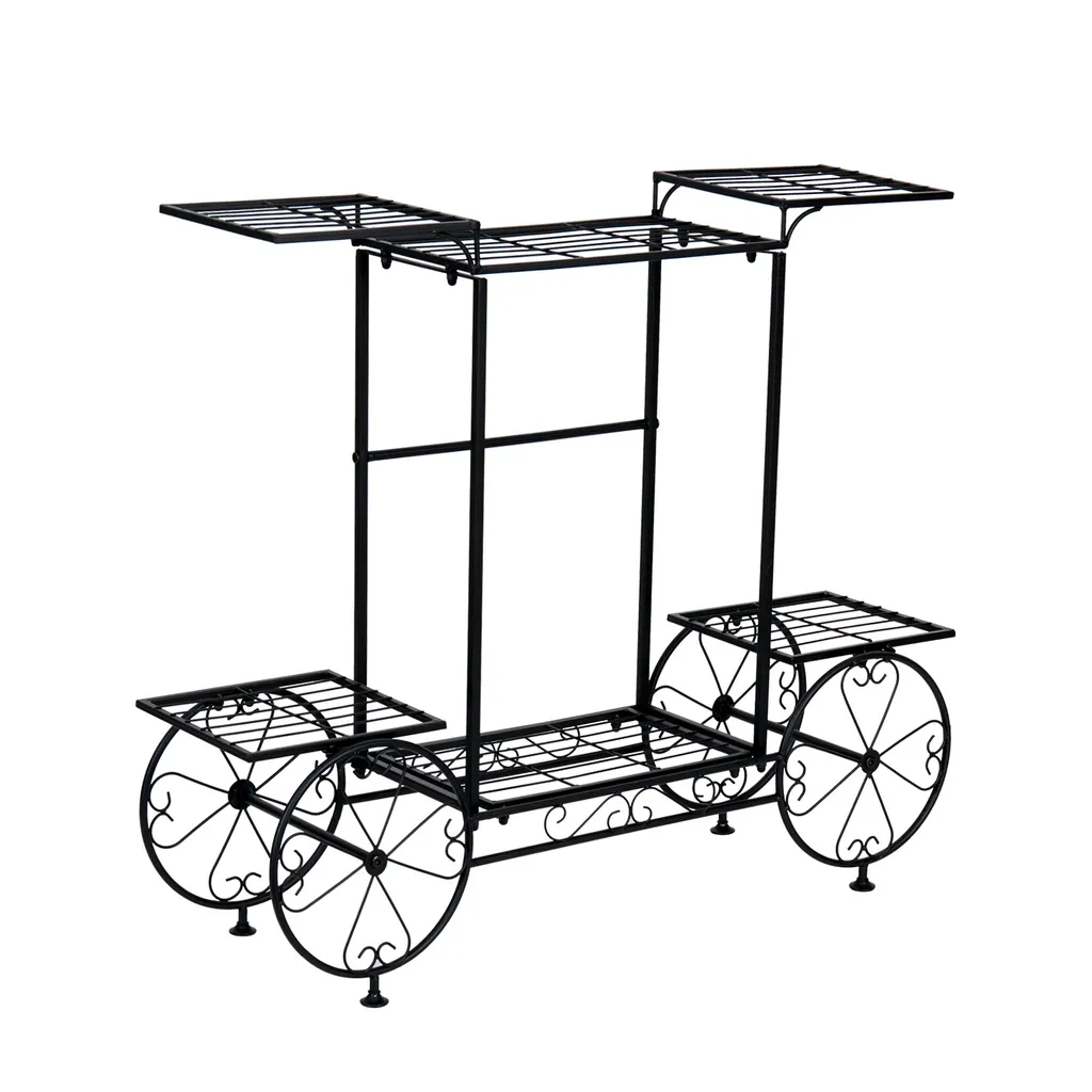 Porte-plante Diable de jardin Grande taille Noir en fer forgé durable