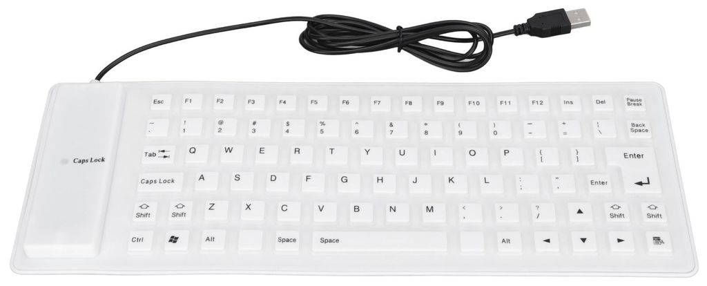 Silikontastatur, vollständig versiegeltes Design, leicht, tragbar, leise, weich, bequem, USB-Kabel für PC, Weiß