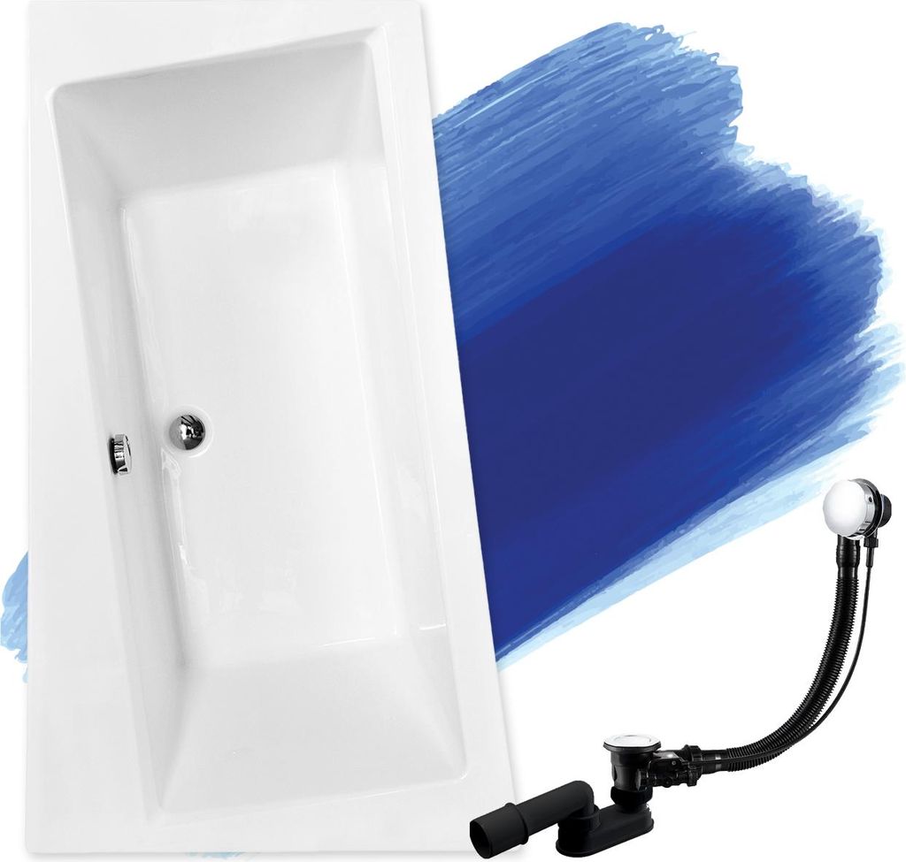 BADLAND Eckbadewanne Rechteck Badewanne Infinity LINKS 150x90 mit Ablaufgarnitur und Füßen GRATIS ohne Verkleidung