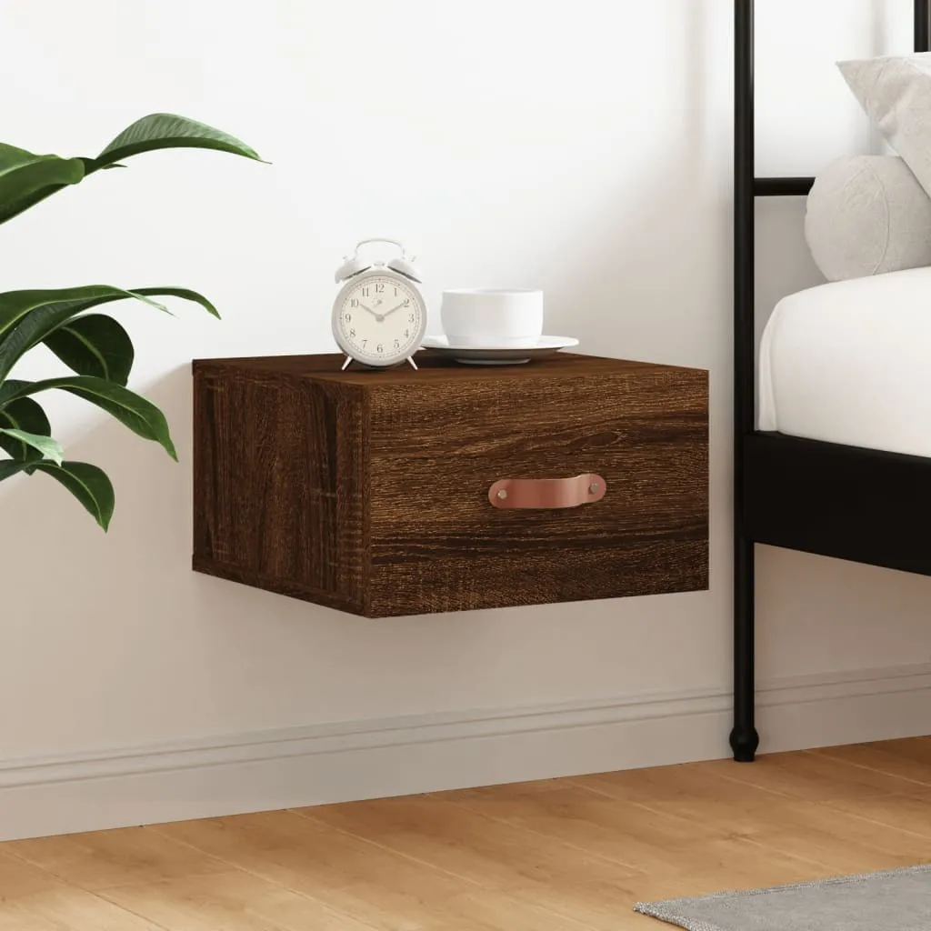 Petit meuble de rangement mural vitré coloris chêne brun 35x20 cm