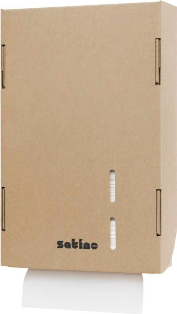 Satino Papierhandtuchspender aus Karton – zum Aufstellen, Ankleben & Aufhängen – 1 Papierspender ohne Bohren – 360 Blatt