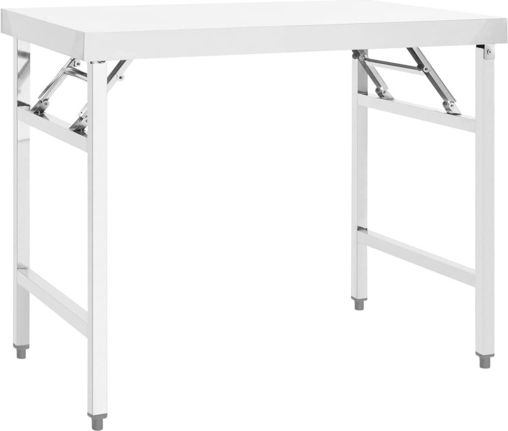 Kuchyňský skládací pracovní stůl 100 x 60 x 80 cm nerezová Obrázek produktu 