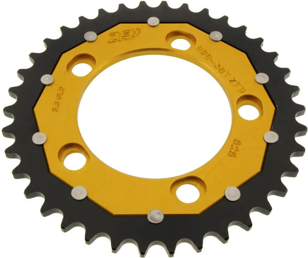Pignon ZF 38 Dents 525 Anti-Usure Or Noir pour Transmission KTM Fiable