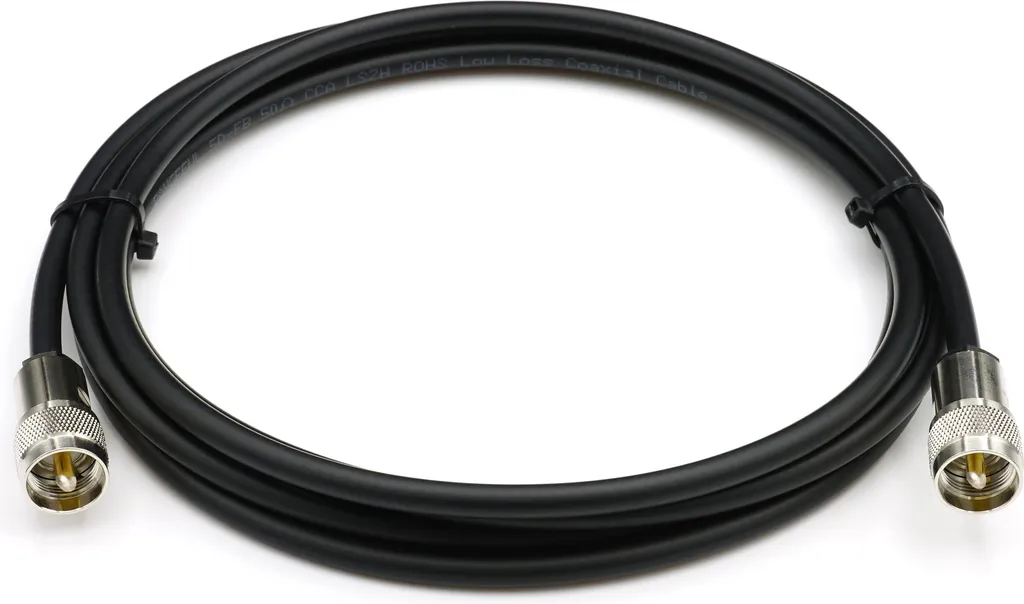 cavo coassiale UHF PL259 da 15 m - Cavo di prolunga 5D-FB a bassa perdita Ø7,5 mm resistente alle intemperie con connettore PL-259 - Cavo d'antenna PL per antenne radio CB radio HAM radio SWR radioamatoriale - 4